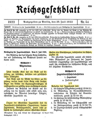 Historisches Papier - Reichsgesetzblatt aus dem Jahr 1922.