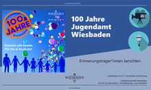 Plakat 100 Jahre Jugendamt mit Kamera und Micro