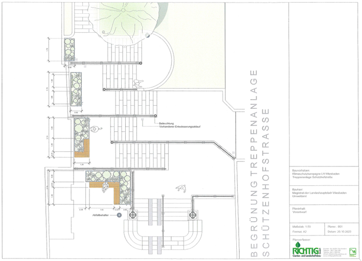 Entwurf der Begrünung der Schützenhoftreppe der Firma Richtig
