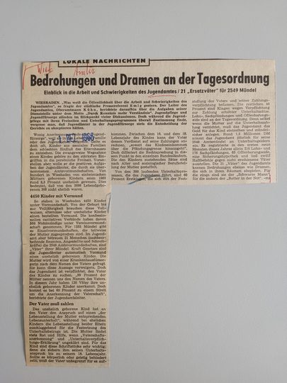 Zeitungsartikel Wiesbadener Kurier 1960-er Jahre