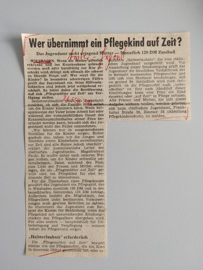 Zeitungsartikel Wiesbadener Kurier 1960-er Jahre