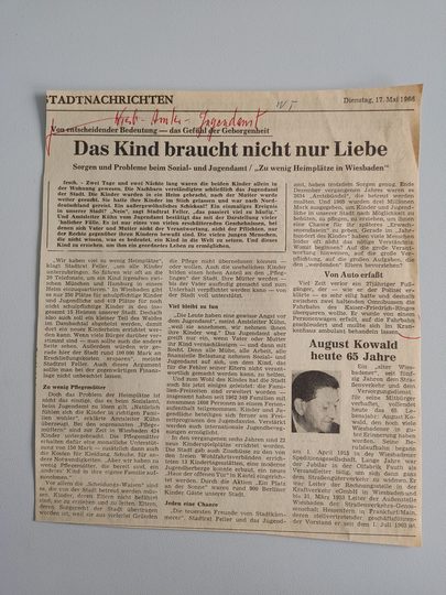 Zeitungsartikel Wiesbadener Kurier 1960-er Jahre