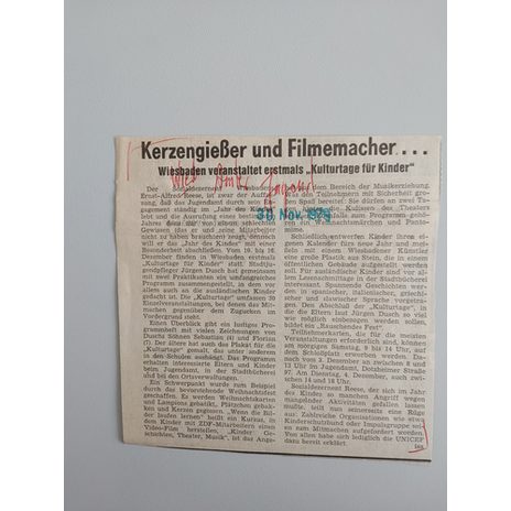 Zeitungsartikel Wiesbadener Kurier 1970-er Jahre