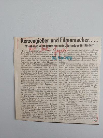 Zeitungsartikel Wiesbadener Kurier 1970-er Jahre