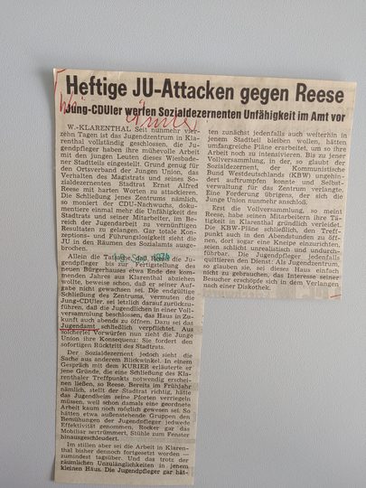 Zeitungsartikel Wiesbadener Kurier 1970-er Jahre