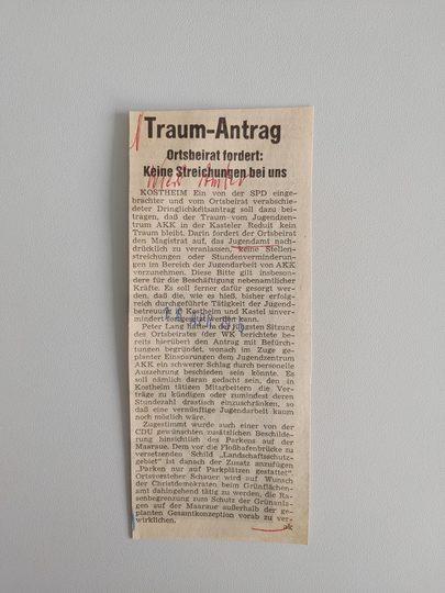 Zeitungsartikel Wiesbadener Kurier 1970-er Jahre