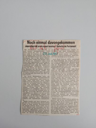 Zeitungsartikel Wiesbadener Kurier 1970-er Jahre