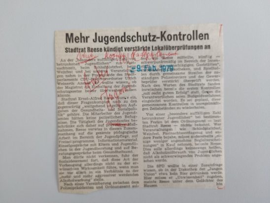 Zeitungsartikel Wiesbadener Kurier 1970-er Jahre