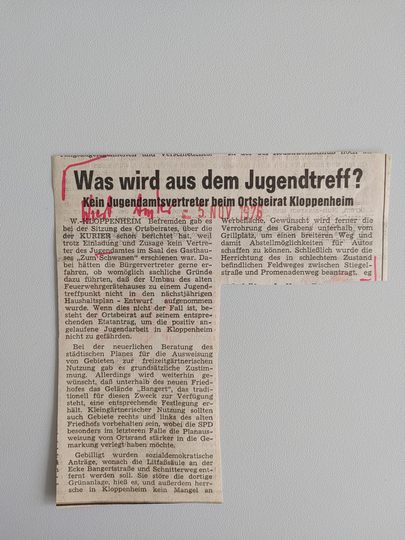 Zeitungsartikel Wiesbadener Kurier 1970-er Jahre