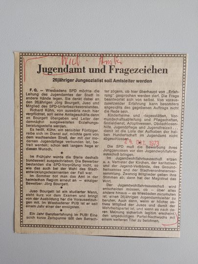 Zeitungsartikel Wiesbadener Kurier 1970-er Jahre