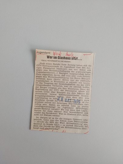 Zeitungsartikel Wiesbadener Kurier 1970-er Jahre