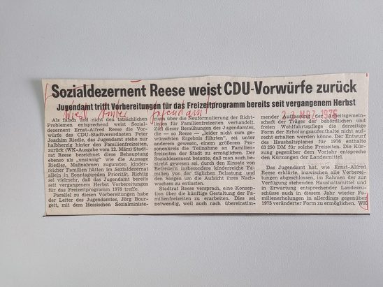 Zeitungsartikel Wiesbadener Kurier 1970-er Jahre