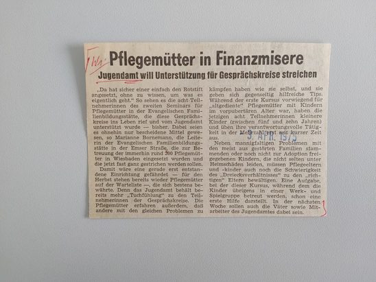 Zeitungsartikel Wiesbadener Kurier 1970-er Jahre