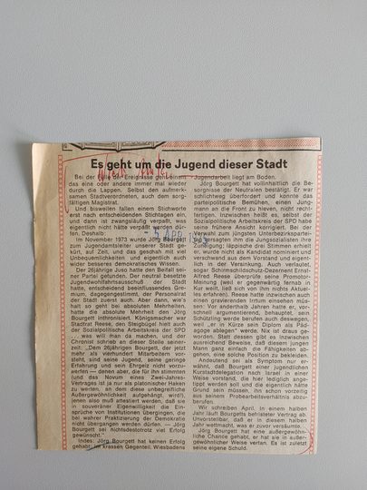 Zeitungsartikel Wiesbadener Kurier 1970-er Jahre