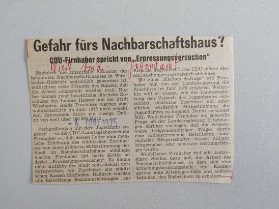 Zeitungsartikel Wiesbadener Kurier 1970-er Jahre