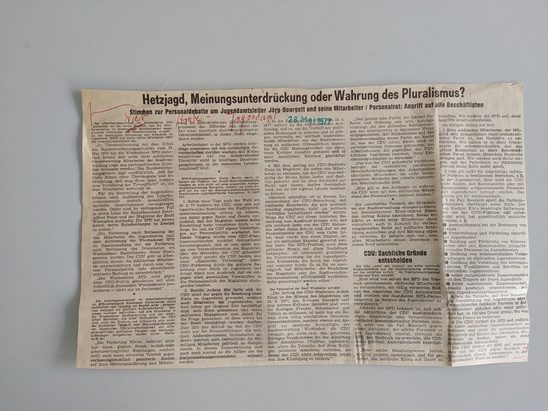 Zeitungsartikel Wiesbadener Kurier 1970-er Jahre