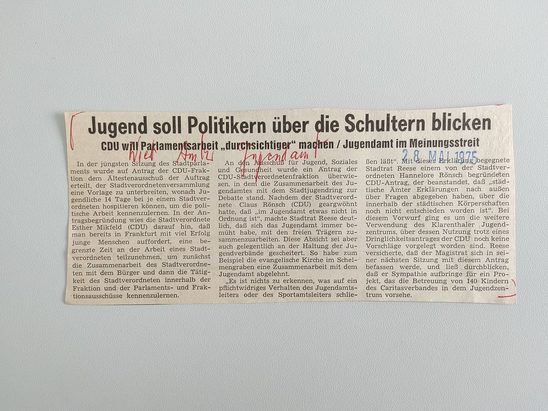 Zeitungsartikel Wiesbadener Kurier 1970-er Jahre