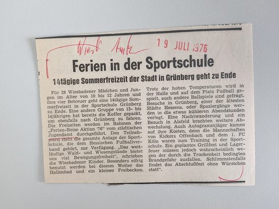 Zeitungsartikel Wiesbadener Kurier 1970-er Jahre