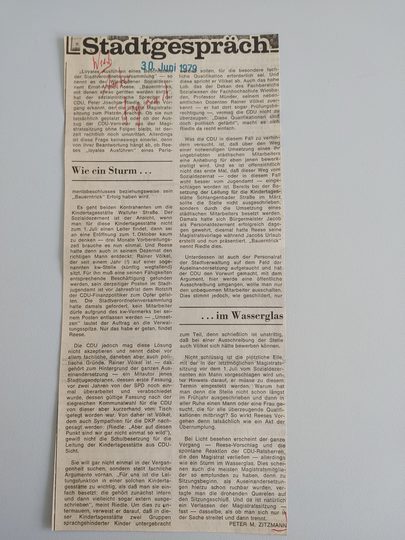 Zeitungsartikel Wiesbadener Kurier 1970-er Jahre