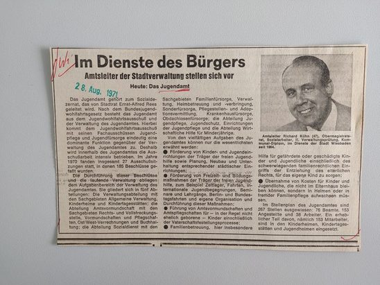 Zeitungsartikel Wiesbadener Kurier 1970-er Jahre