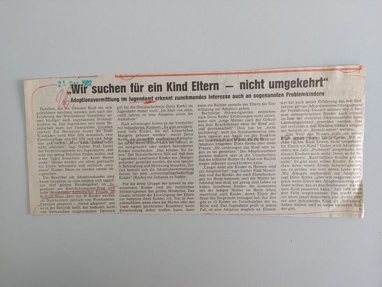 Zeitungsartikel Wiesbadener Kurier 1980-er Jahre