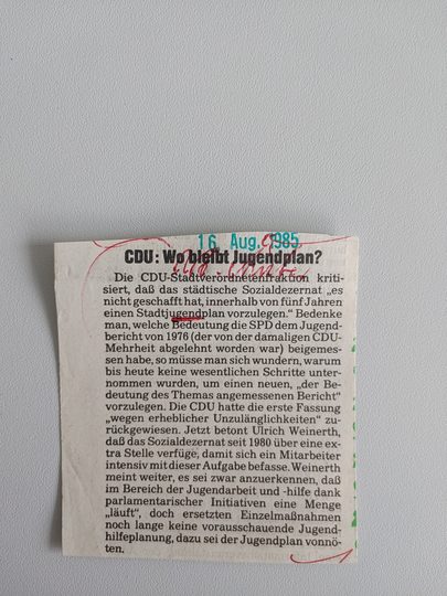 Zeitungsartikel Wiesbadener Kurier 1980-er Jahre