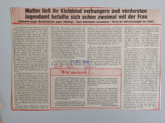 Zeitungsartikel Wiesbadener Kurier 1980-er Jahre