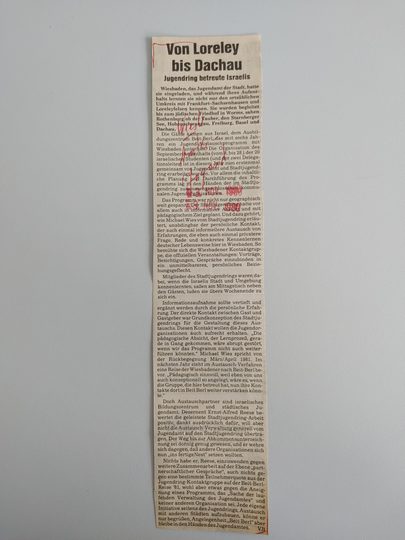 Zeitungsartikel Wiesbadener Kurier 1980-er Jahre