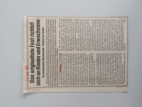 Zeitungsartikel Wiesbadener Kurier 1980-er Jahre