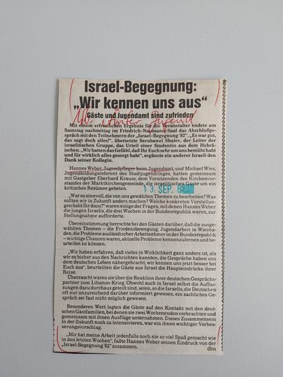 Zeitungsartikel Wiesbadener Kurier 1980-er Jahre