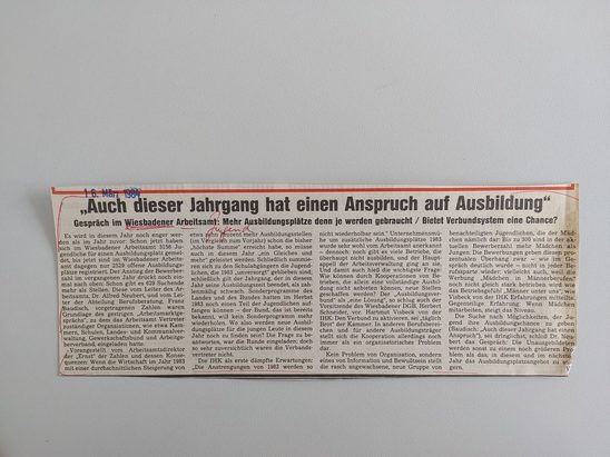 Zeitungsartikel Wiesbadener Kurier 1980-er Jahre