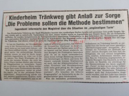 Zeitungsartikel Wiesbadener Kurier 1980-er Jahre