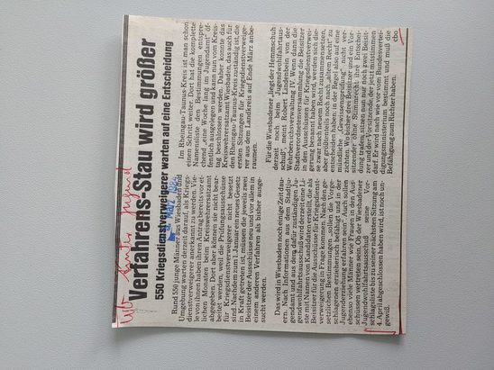 Zeitungsartikel Wiesbadener Kurier 1980-er Jahre