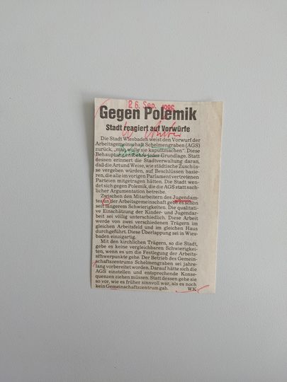 Zeitungsartikel Wiesbadener Kurier 1980-er Jahre