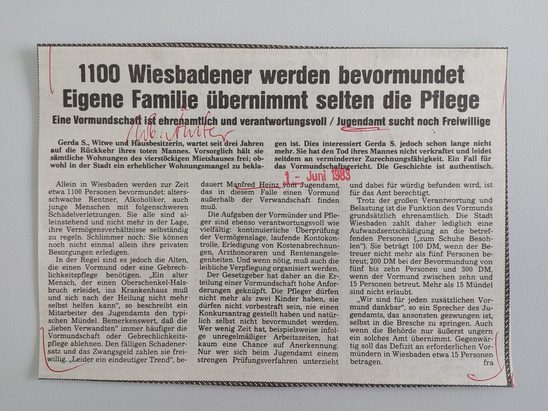 Zeitungsartikel Wiesbadener Kurier 1980-er Jahre