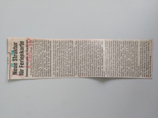 Zeitungsartikel Wiesbadener Kurier 1980-er Jahre