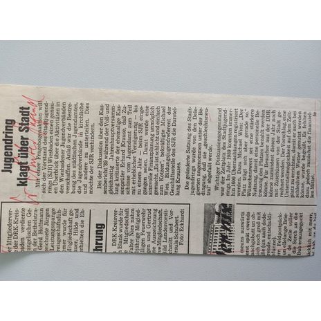 Zeitungsartikel Wiesbadener Kurier 1990-er Jahre