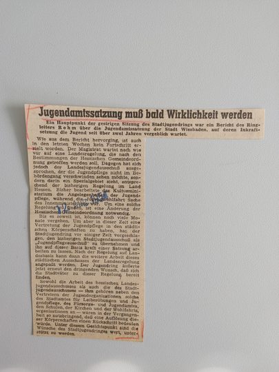 Zeitungsartikel Wiesbadener Kurier 1950-er Jahre