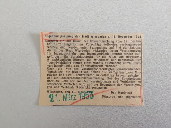 Zeitungsartikel Wiesbadener Kurier 1950-er Jahre