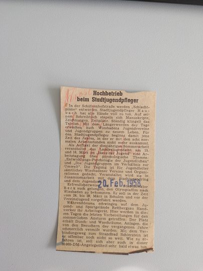 Zeitungsartikel Wiesbadener Kurier 1950-er Jahre