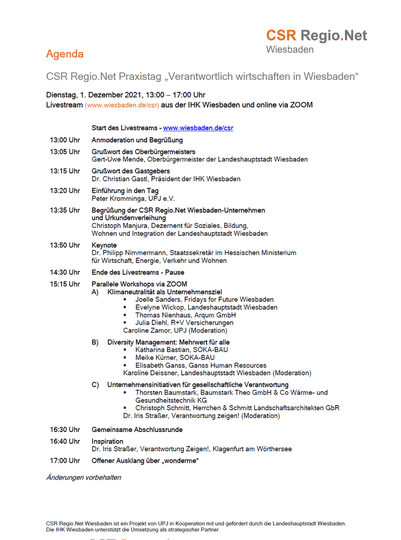 Agenda CSR Praxistag 2021