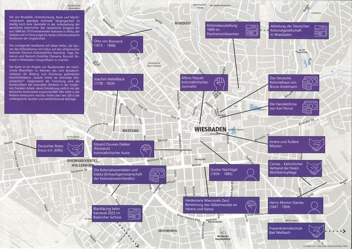 Ein von der Hochschule erstellter Stadtplan mit Orten kolonialem Erbes