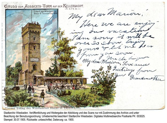 Postkarte vom Kellerskopf, ca. 1900