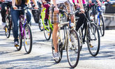 viele Fahrradfahrende auf der Straße