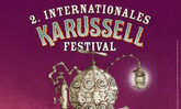 Rotes Logo Internationales Karussellfestival mit goldener Schrift