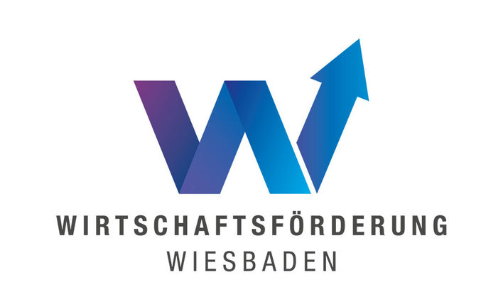 Logo Wirtschaftsförderung - großes blaues W - schwarze Schrift