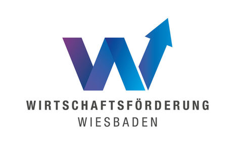 Logo Wirtschaftsförderung - großes blaues W - schwarze Schrift